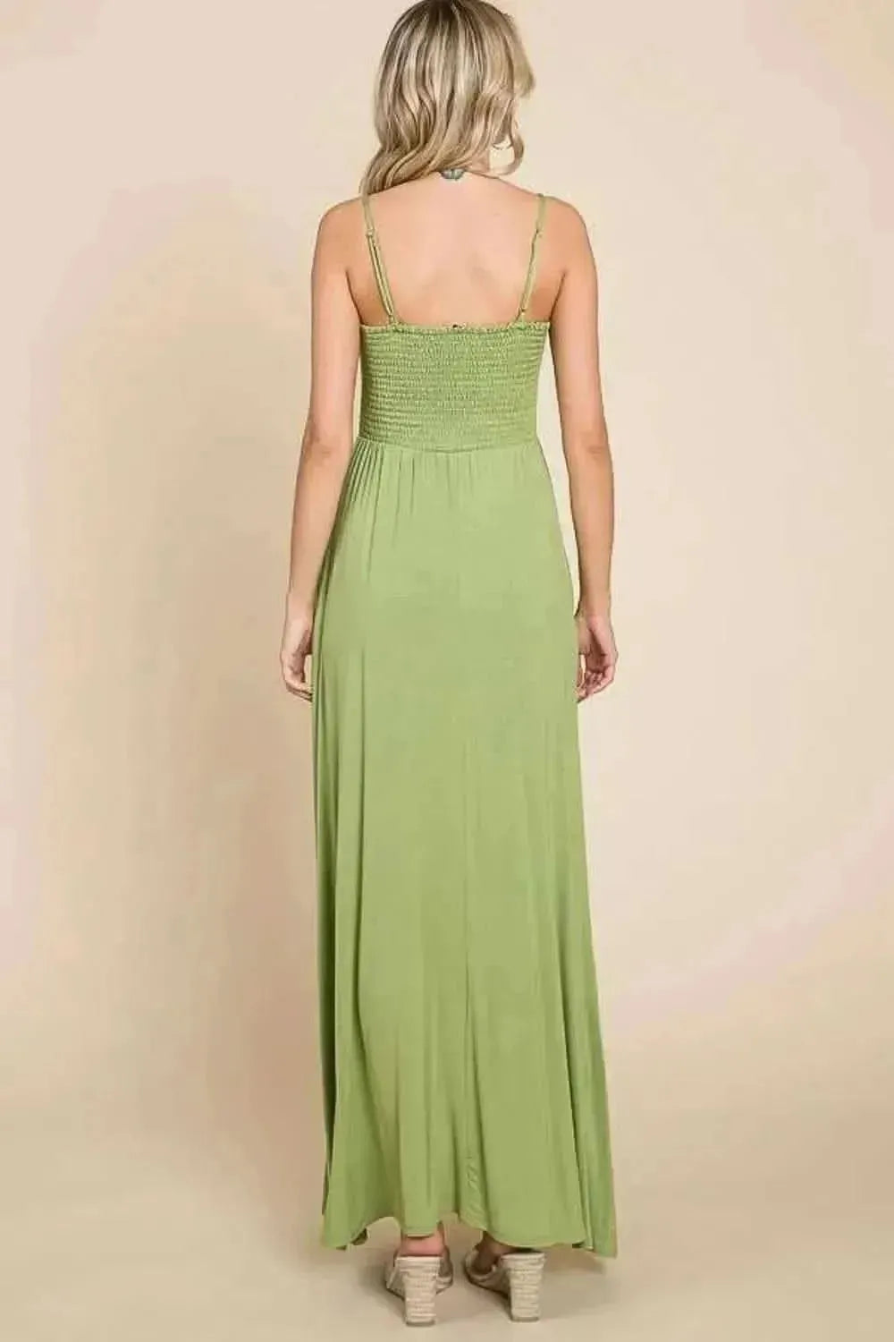 Culture Code Full Size Smocked Cami Maxi Dress with Pockets - Bad Moms Club
