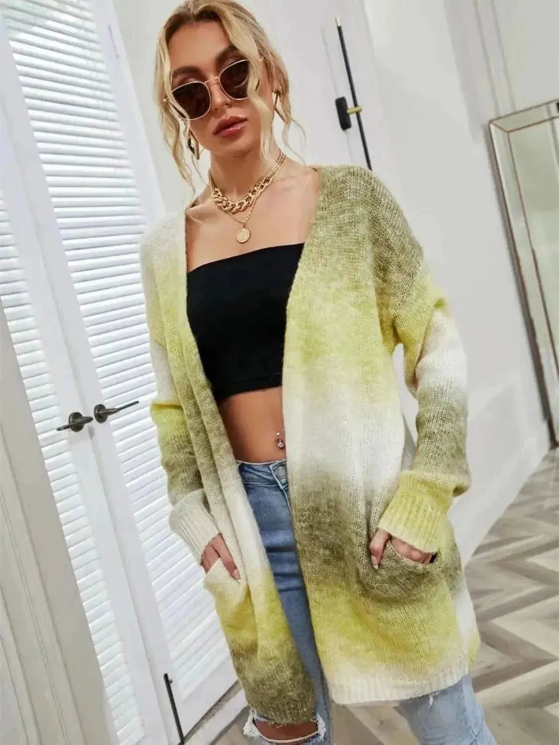 Full Size Gradient Open Front Cardigan - Bad Moms Club