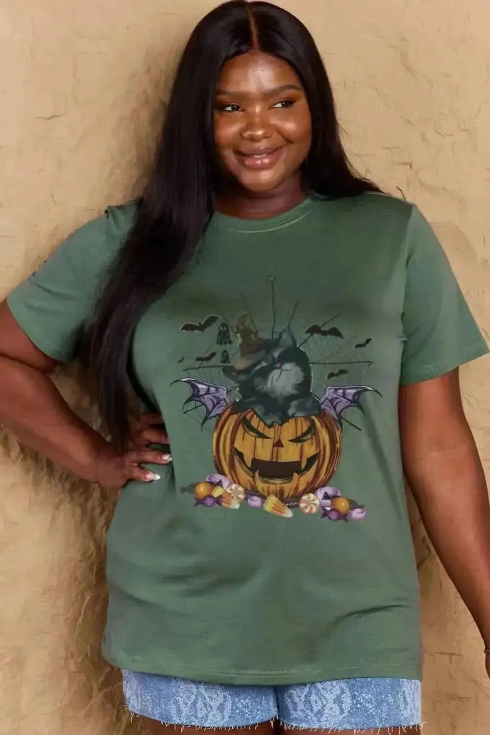 Simply Love Full Size Jack-O'-Lantern Graphic T-Shirt - Bad Moms Club