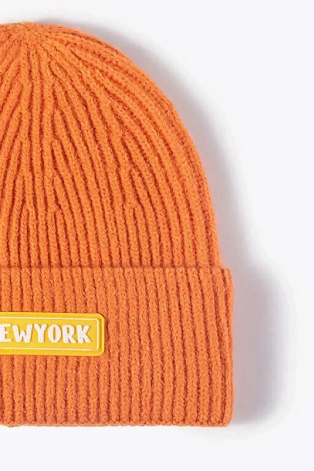 NEWYORK Patch Rib-Knit Cuffed Beanie - Bad Moms Club