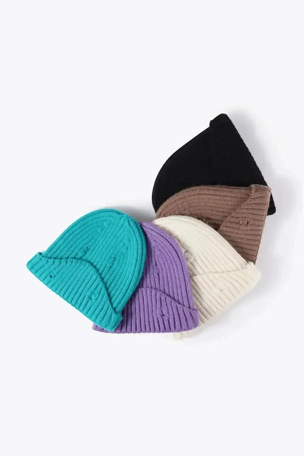 Distressed Rib-Knit Beanie - Bad Moms Club
