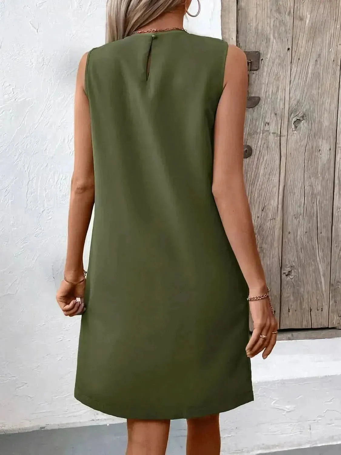 Ivy Lane Pocketed Round Neck Sleeveless Mini Dress - Bad Moms Club