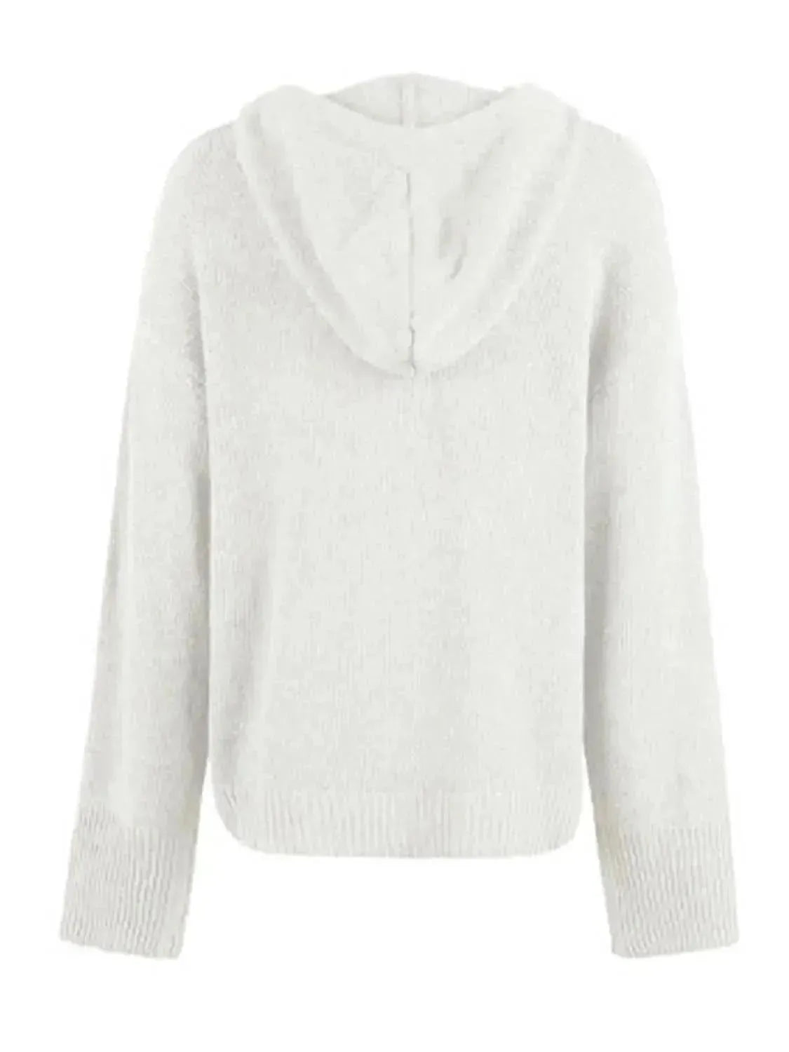 Drawstring Button Up Hooded Cardigan - Bad Moms Club