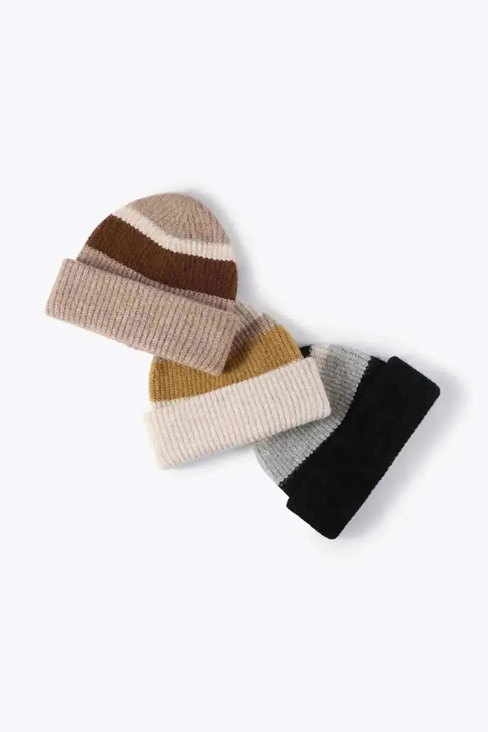 Tricolor Cuffed Knit Beanie - Bad Moms Club