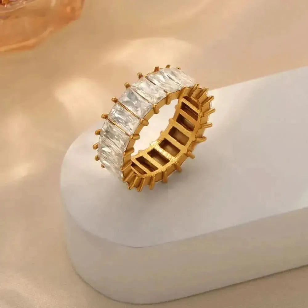 Titanium Steel Inlaid Zircon Ring - Bad Moms Club