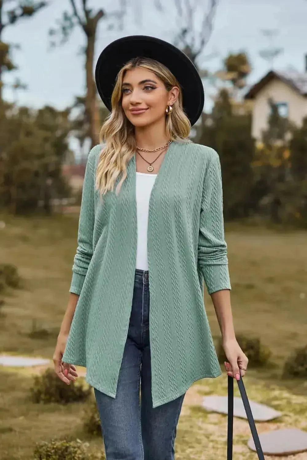 Open Front Long Sleeve Cardigan - Bad Moms Club