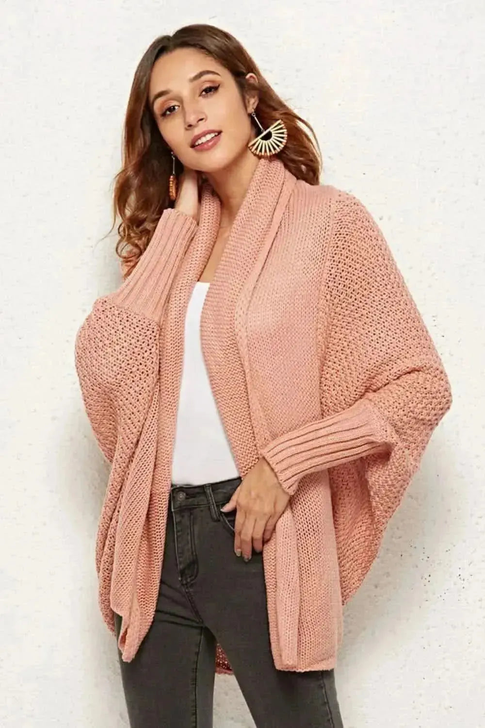 Open Front Dolman Sleeve Longline Cardigan - Bad Moms Club