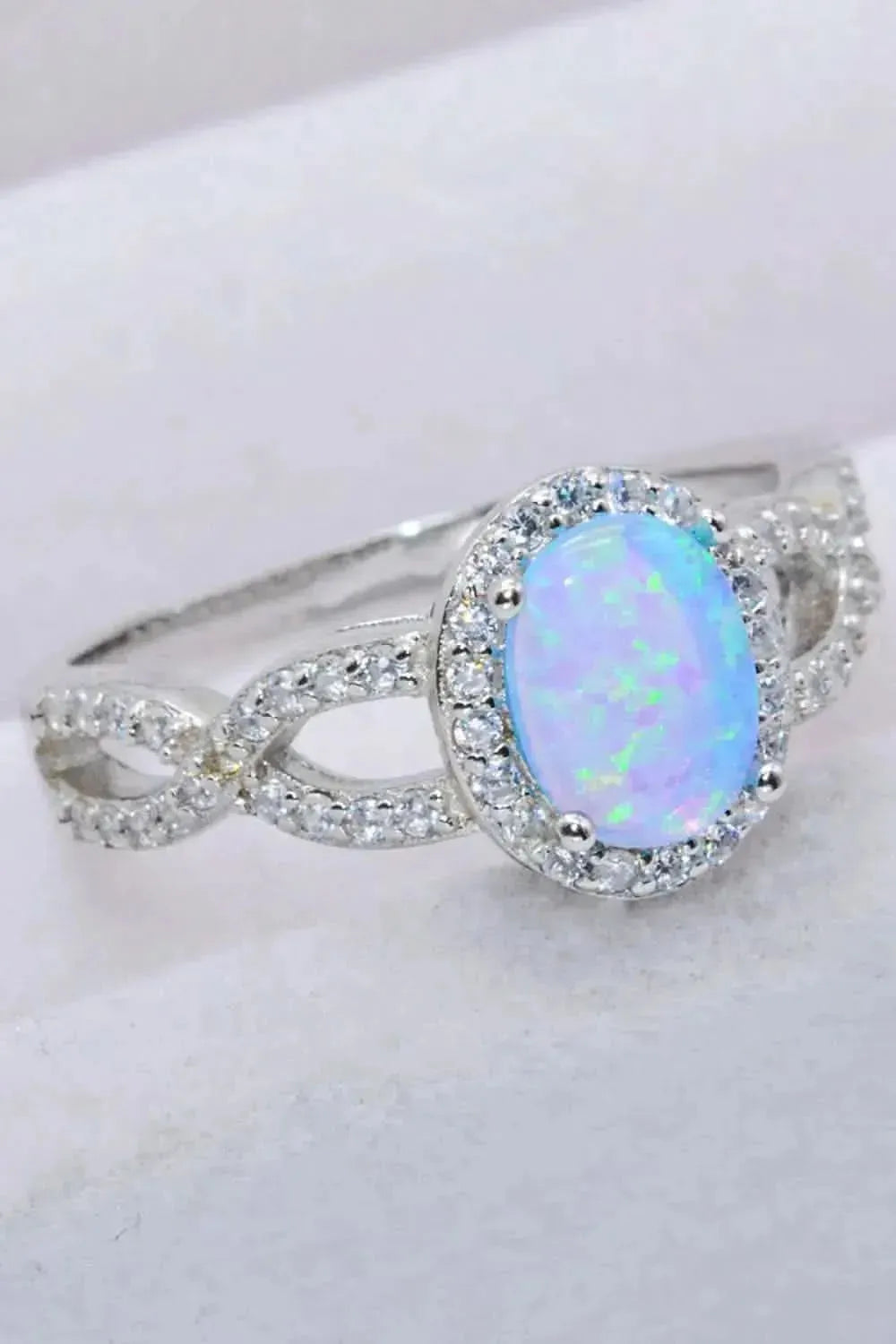 925 Sterling Silver Opal Halo Ring - Bad Moms Club