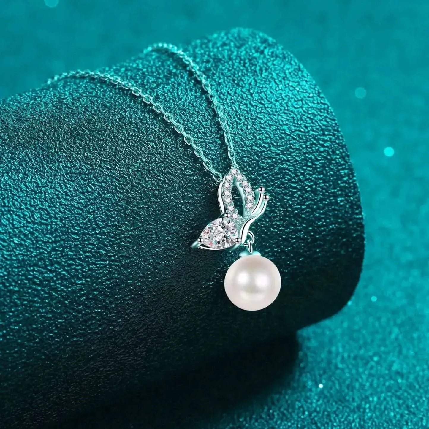 Pearl Pendant Moissanite 925 Sterling Silver Necklace - Bad Moms Club