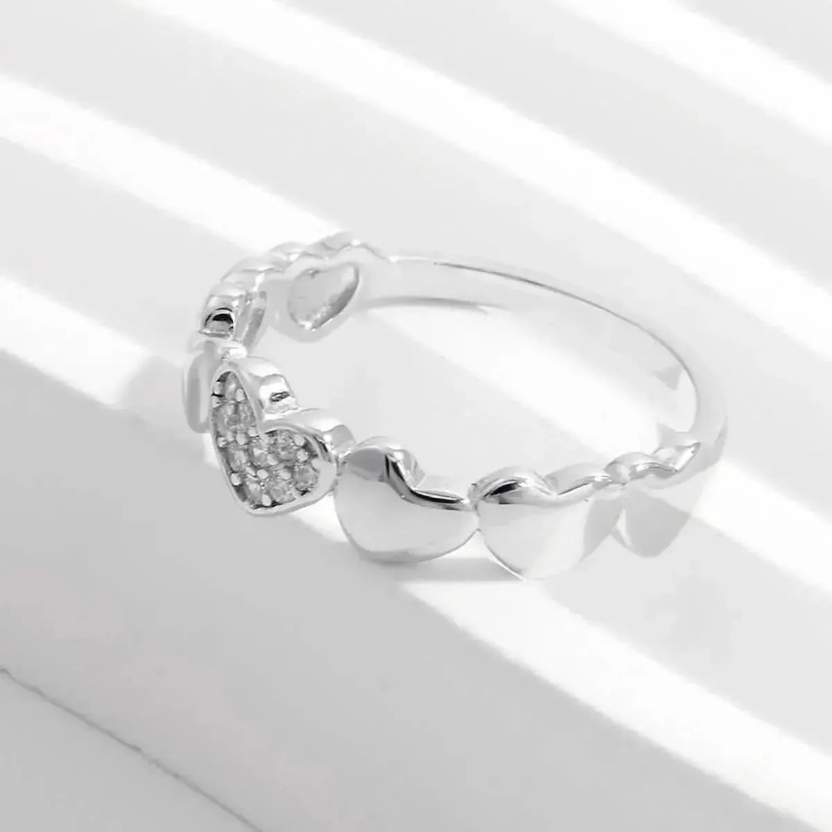 925 Sterling Silver Inlaid Zircon Heart Ring - Bad Moms Club