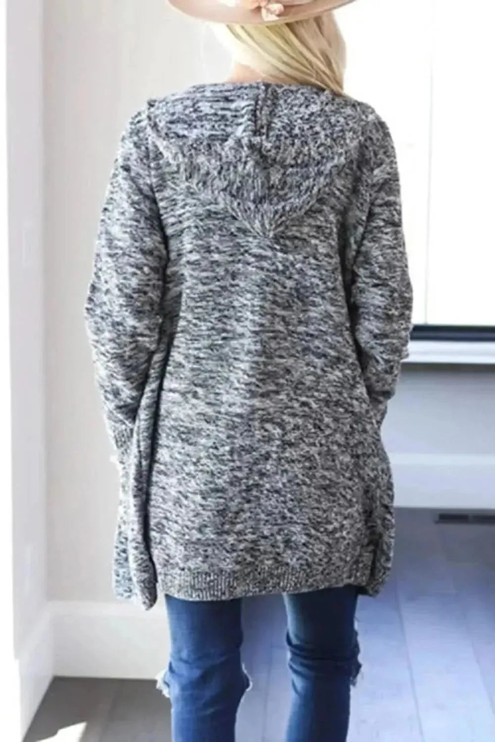 Heathered Open Front Cardigan with Pockets - Bad Moms Club