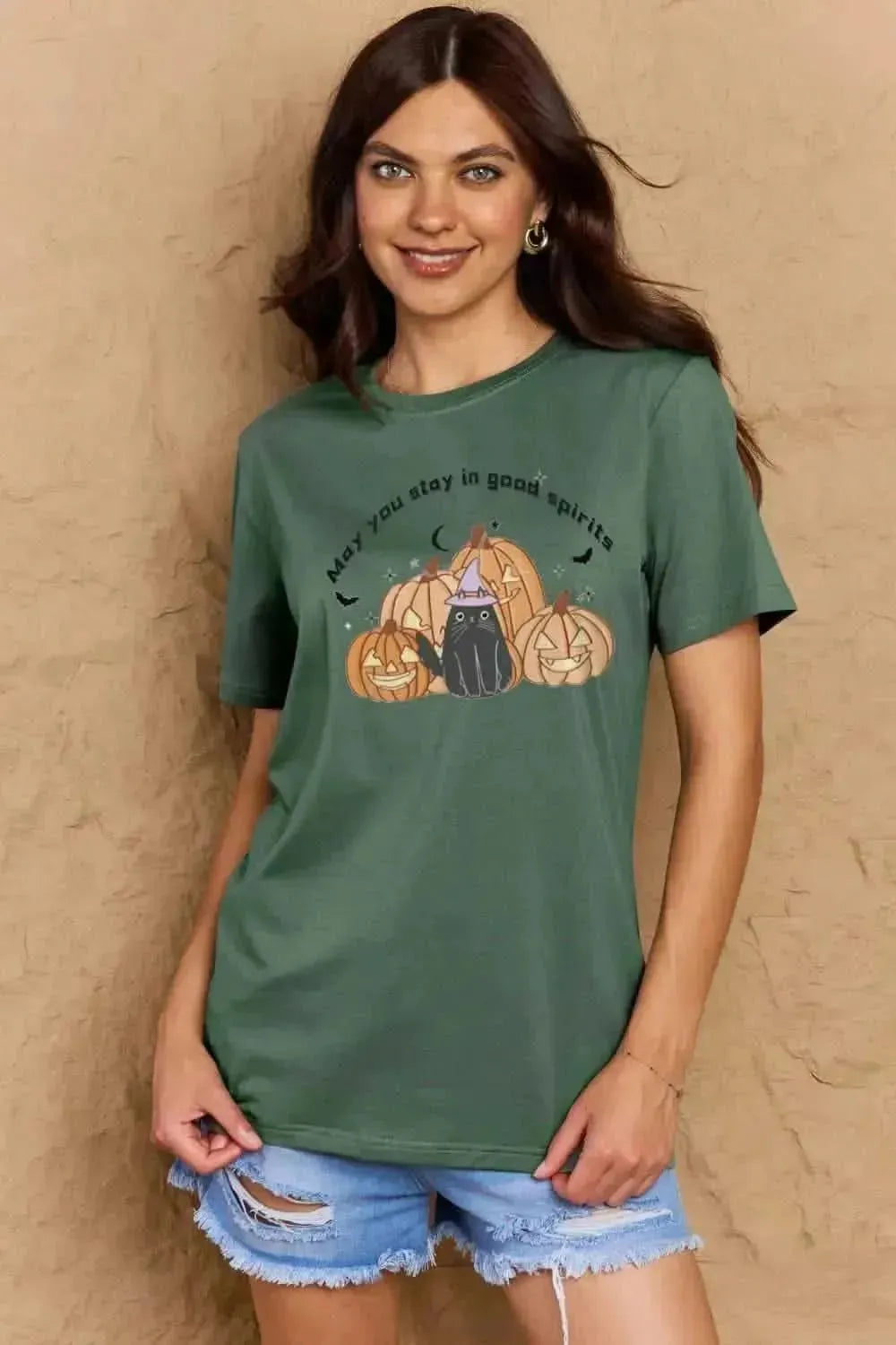 Simply Love Full Size MAY YOU STAY IN GOOD SPIRITS Graphic Cotton T-Shirt - Bad Moms Club