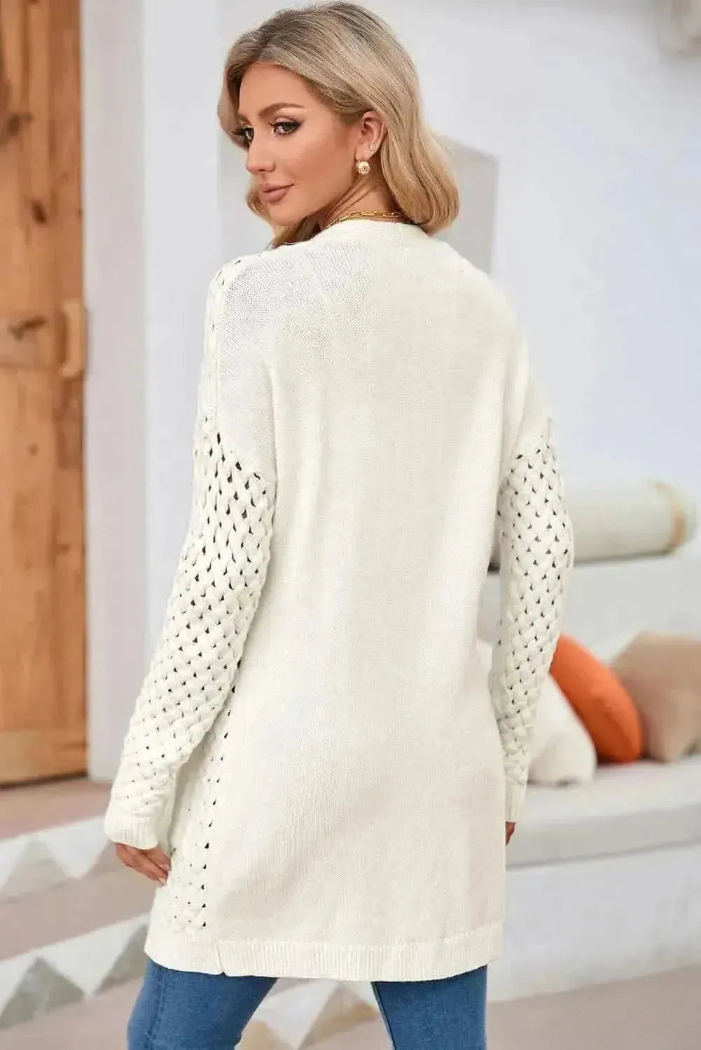Open Front Dropped Shoulder Cardigan with Pockets - Bad Moms Club