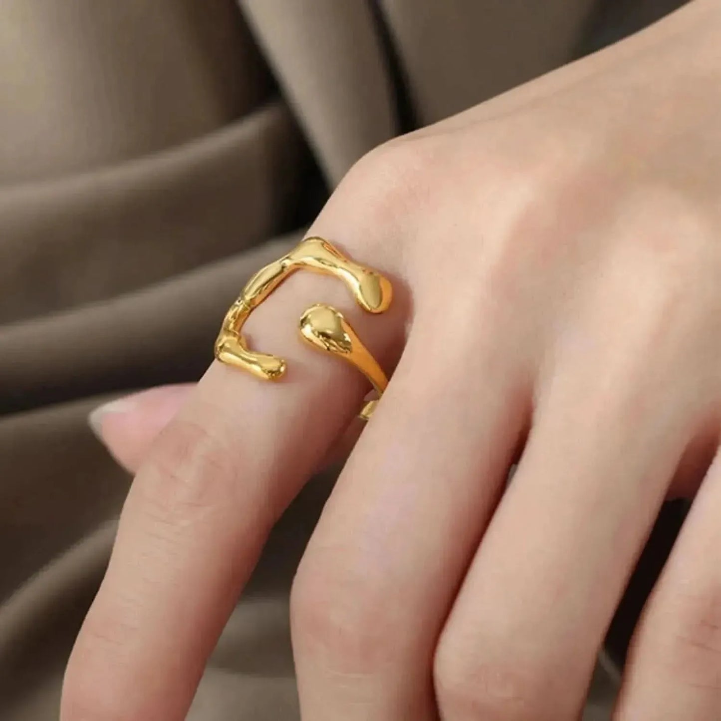 18K Gold-Plated Irregular Open Ring - Bad Moms Club