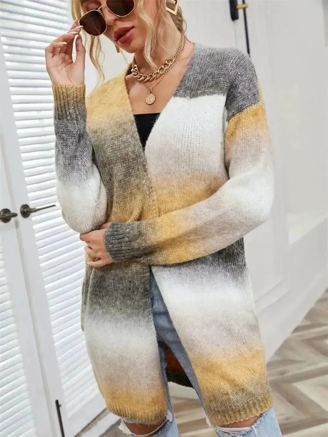 Full Size Gradient Open Front Cardigan - Bad Moms Club