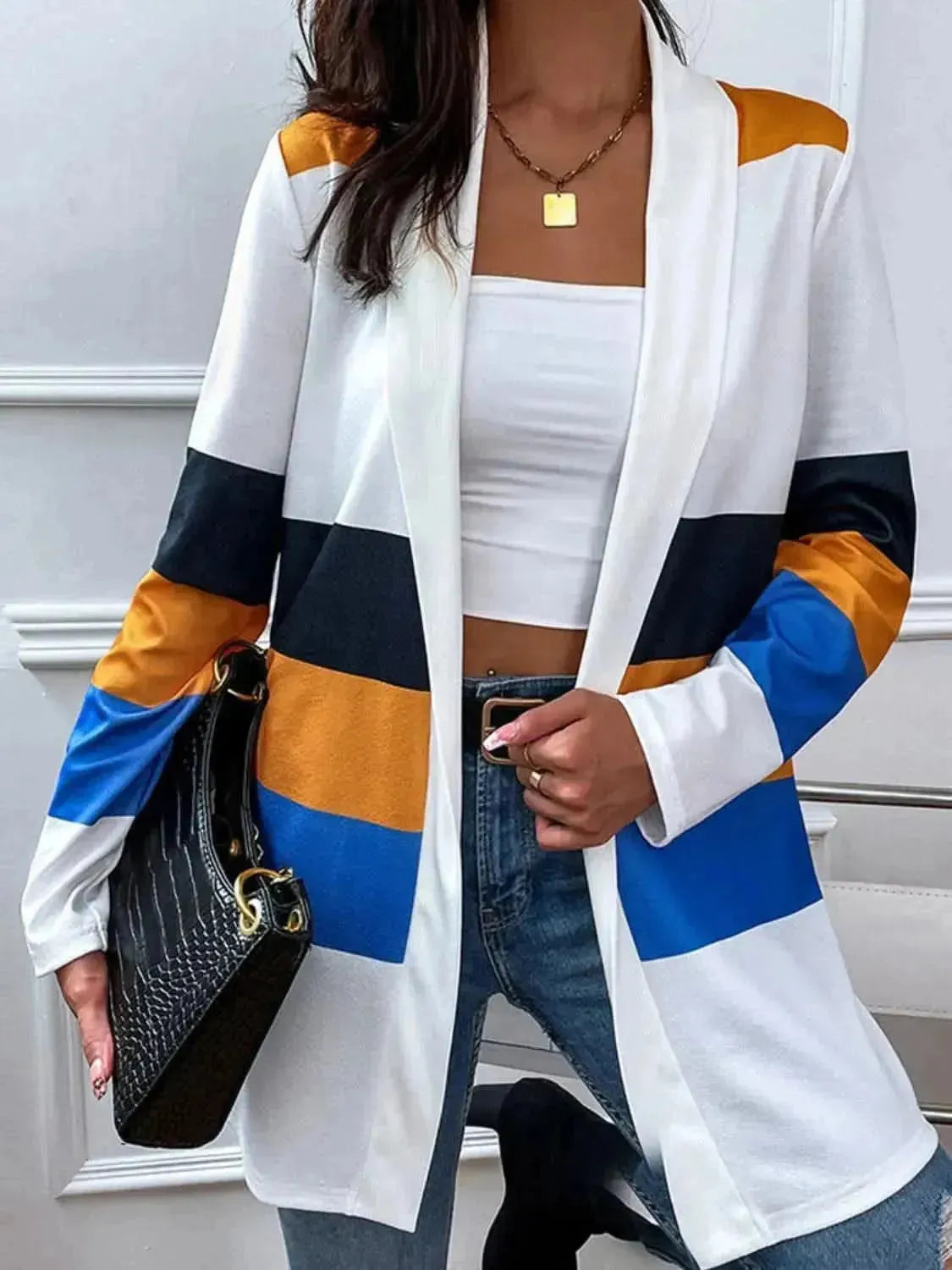Color Block Open Front Cardigan - Bad Moms Club