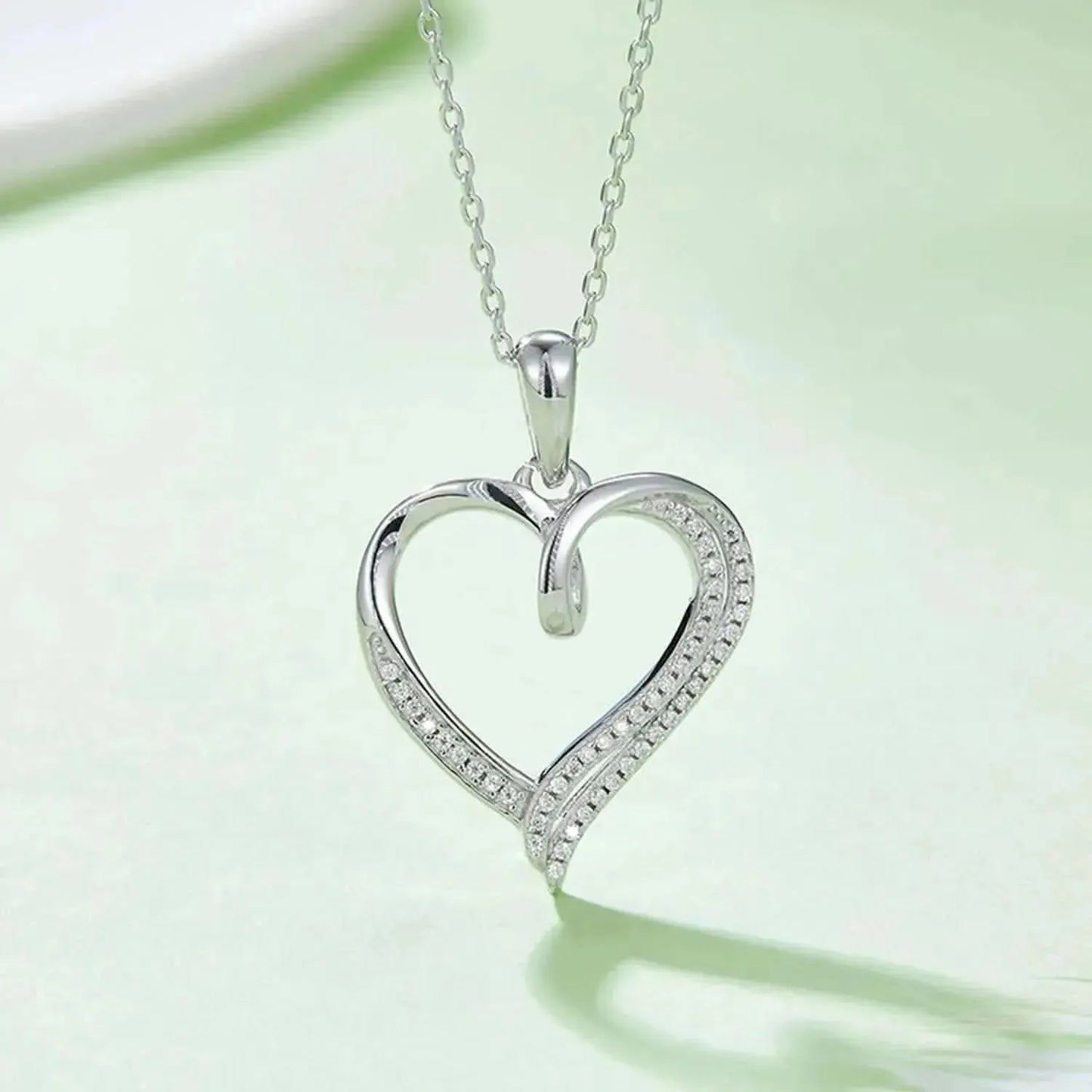 Moissanite 925 Sterling Silver Heart Shape Necklace - Bad Moms Club