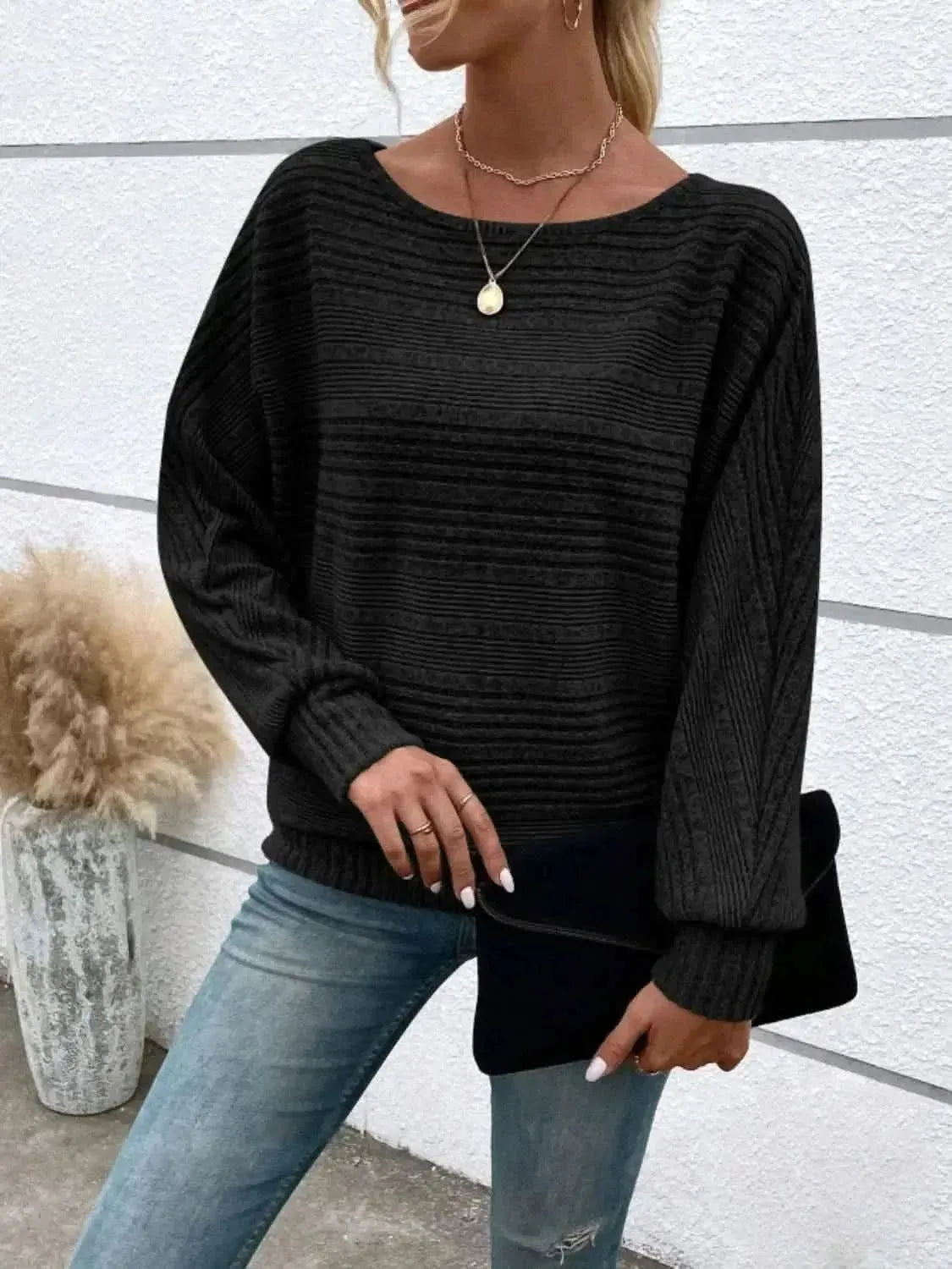 Full Size Round Neck Long Sleeve Top - Bad Moms Club