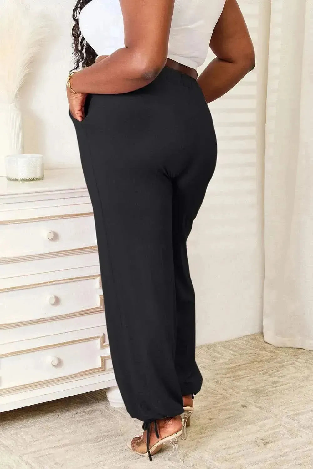 Basic Bae Full Size Soft Rayon Drawstring Waist Pants with Pockets - Bad Moms Club