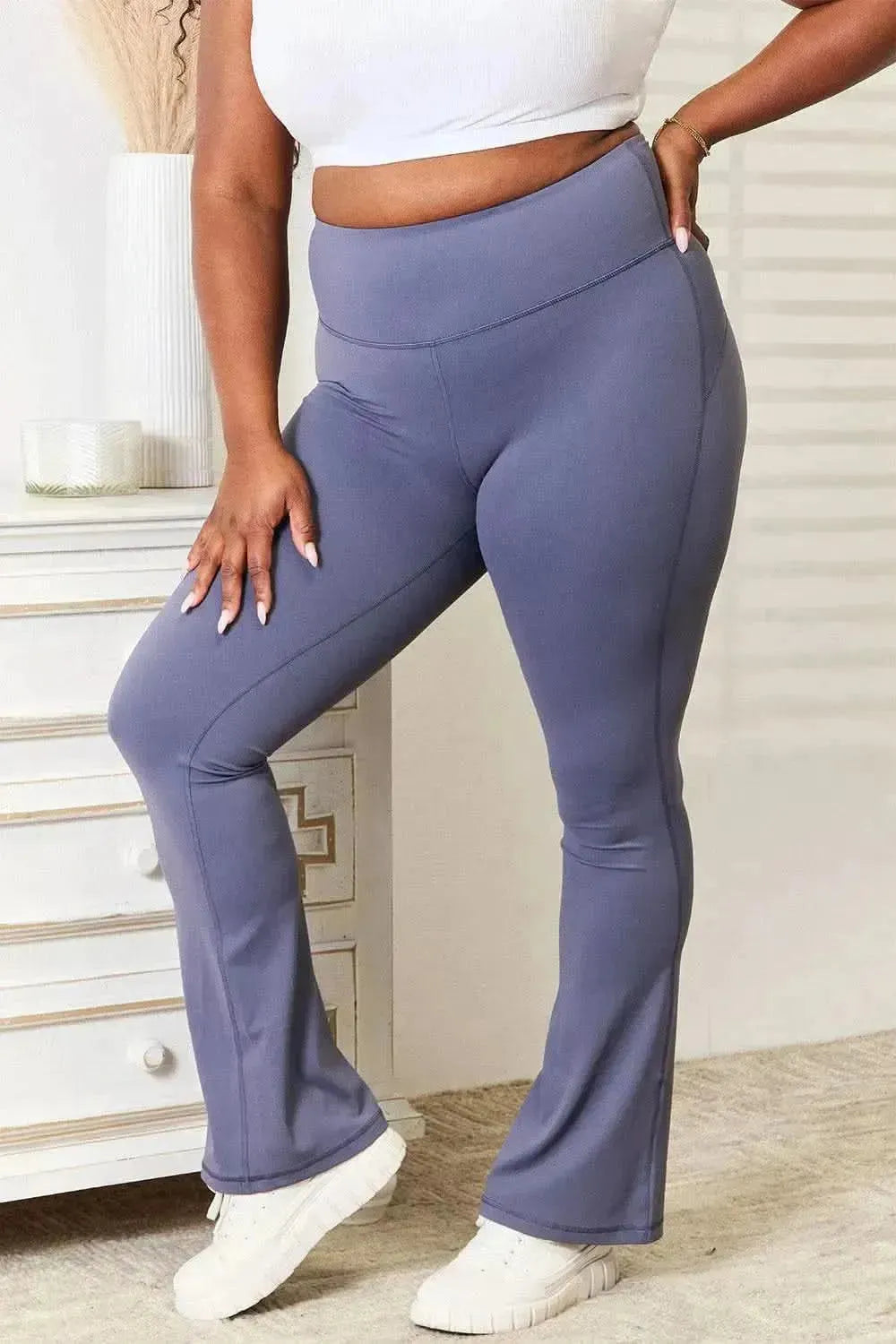 Basic Bae Wide Waistband Bootcut Sports Pants - Bad Moms Club