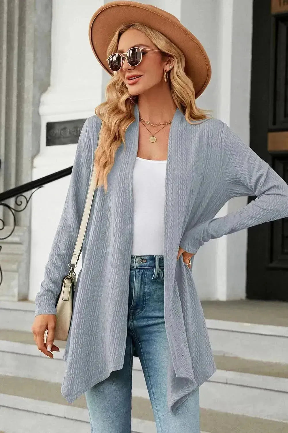 Open Front Long Sleeve Cardigan - Bad Moms Club