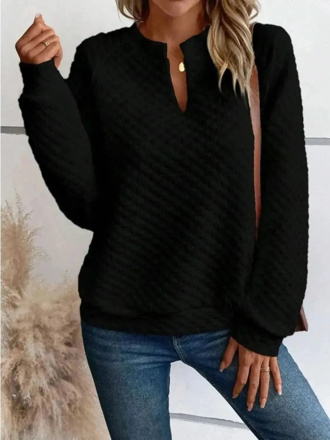 Notched Long Sleeve Sweatshirt - Bad Moms Club
