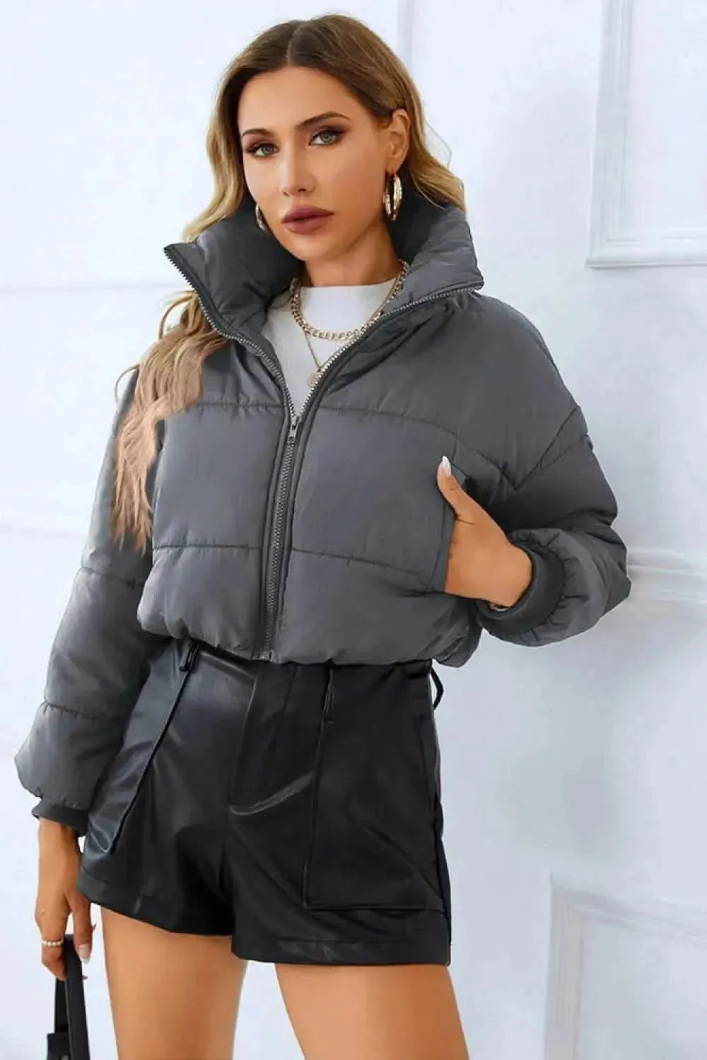 Zip-Up Winter Coat with Pockets - Bad Moms Club