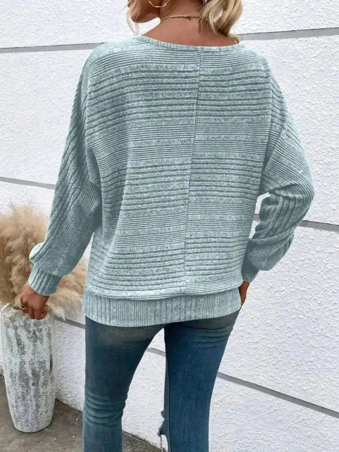 Full Size Round Neck Long Sleeve Top - Bad Moms Club
