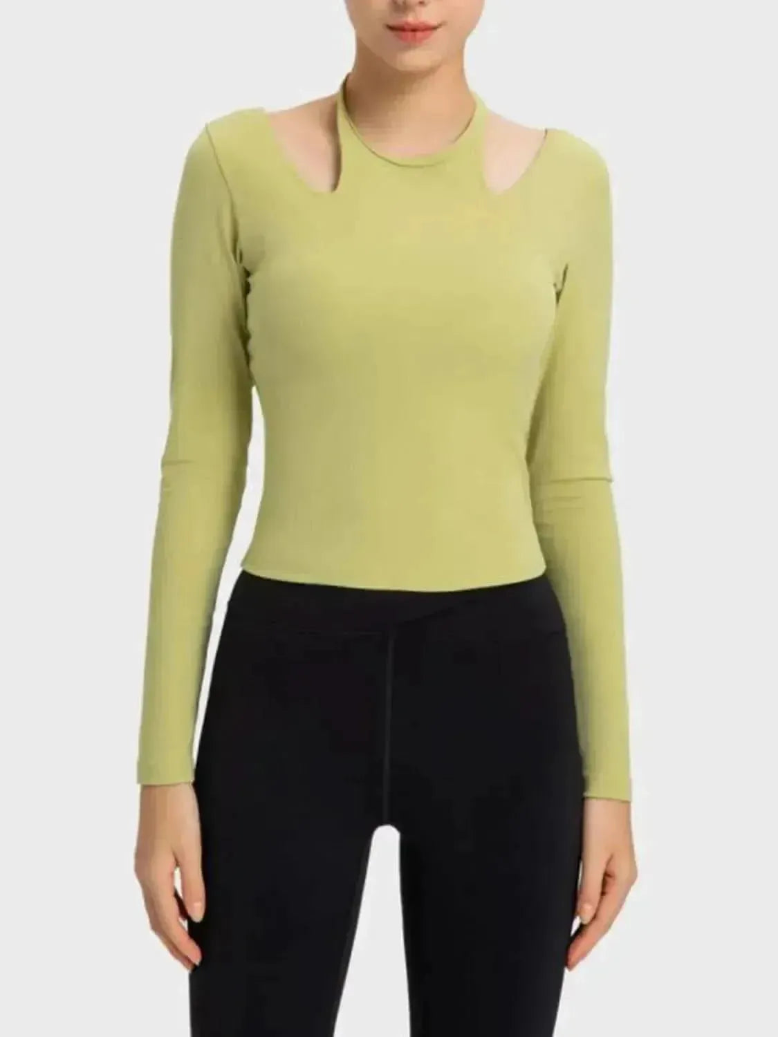 Halter Neck Long Sleeve Sporty Top - Bad Moms Club