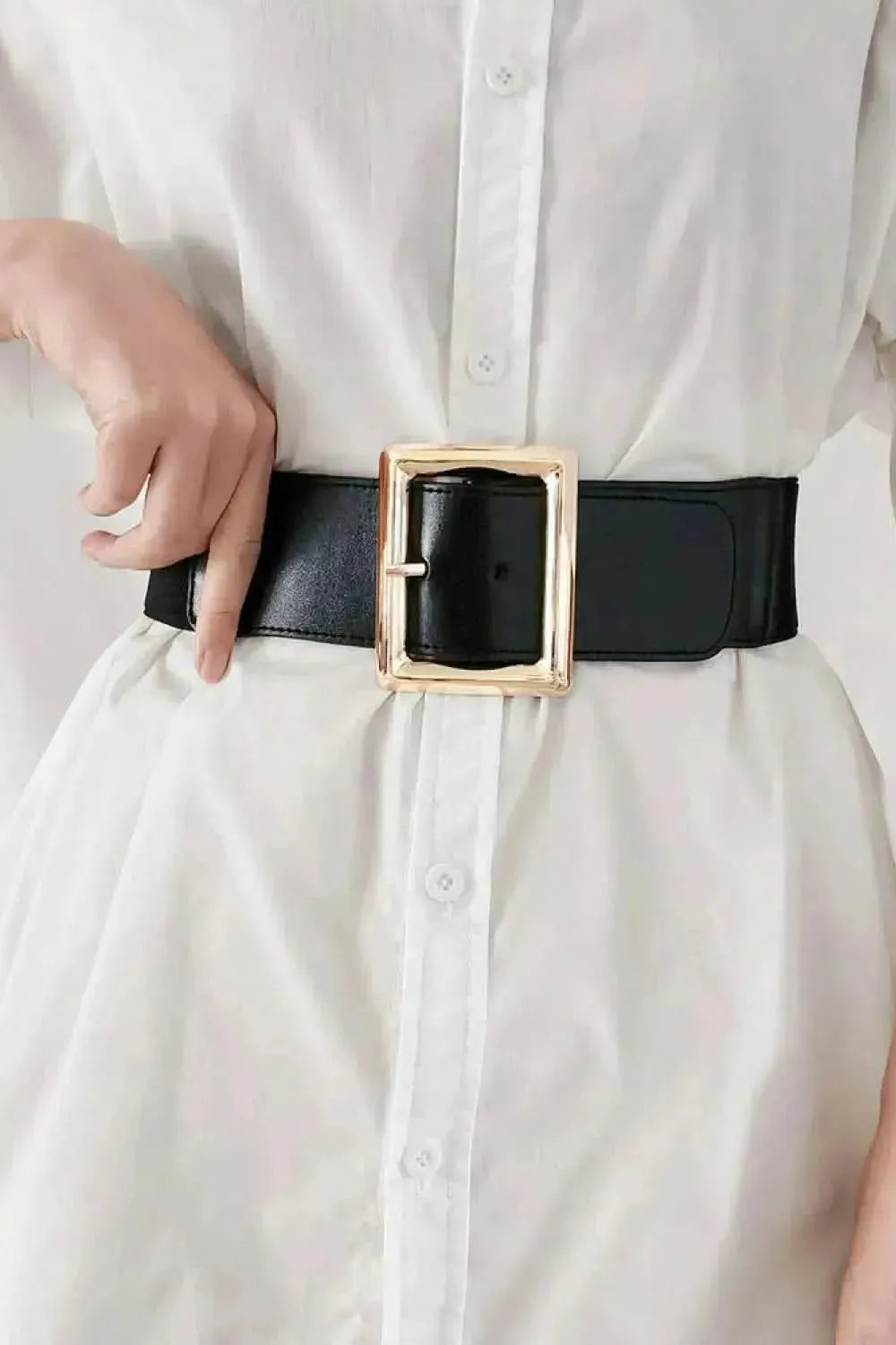 Rectangle Buckle Elastic Wide Belt - Bad Moms Club