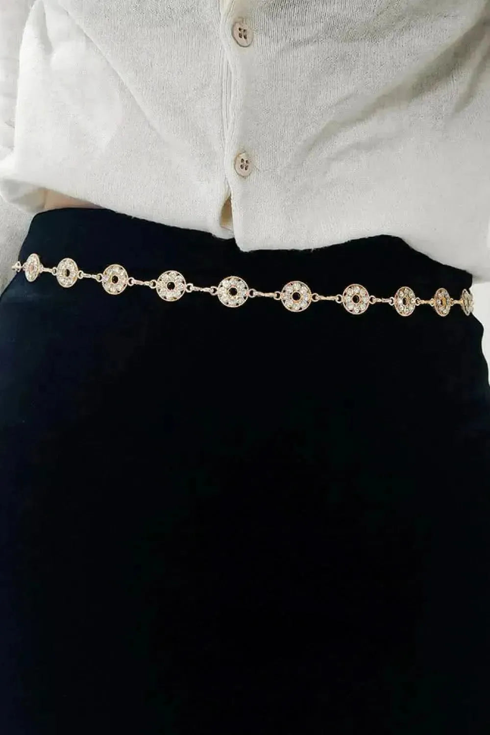 Rhinestone Decor Zinc Alloy Belt - Bad Moms Club