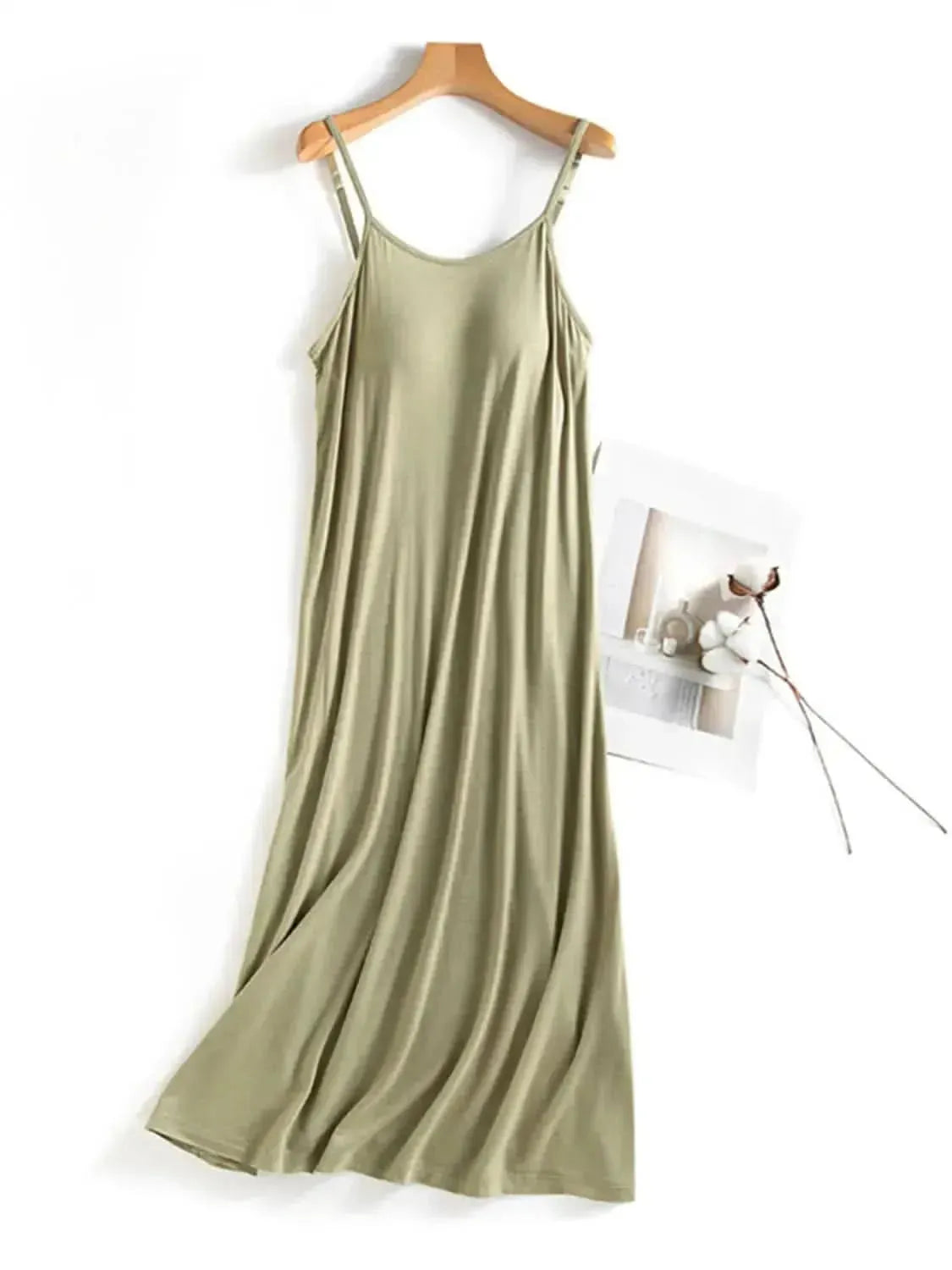 Scoop Neck Midi Cami Dress with Bra - Bad Moms Club