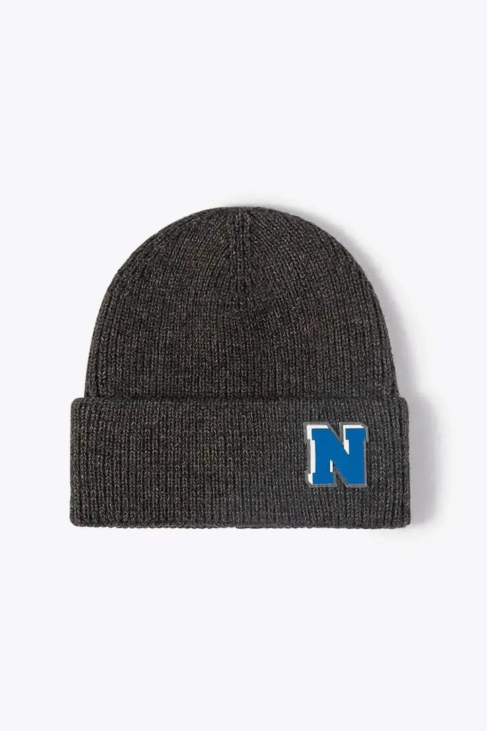 Letter N Patch Cuffed Knit Beanie - Bad Moms Club