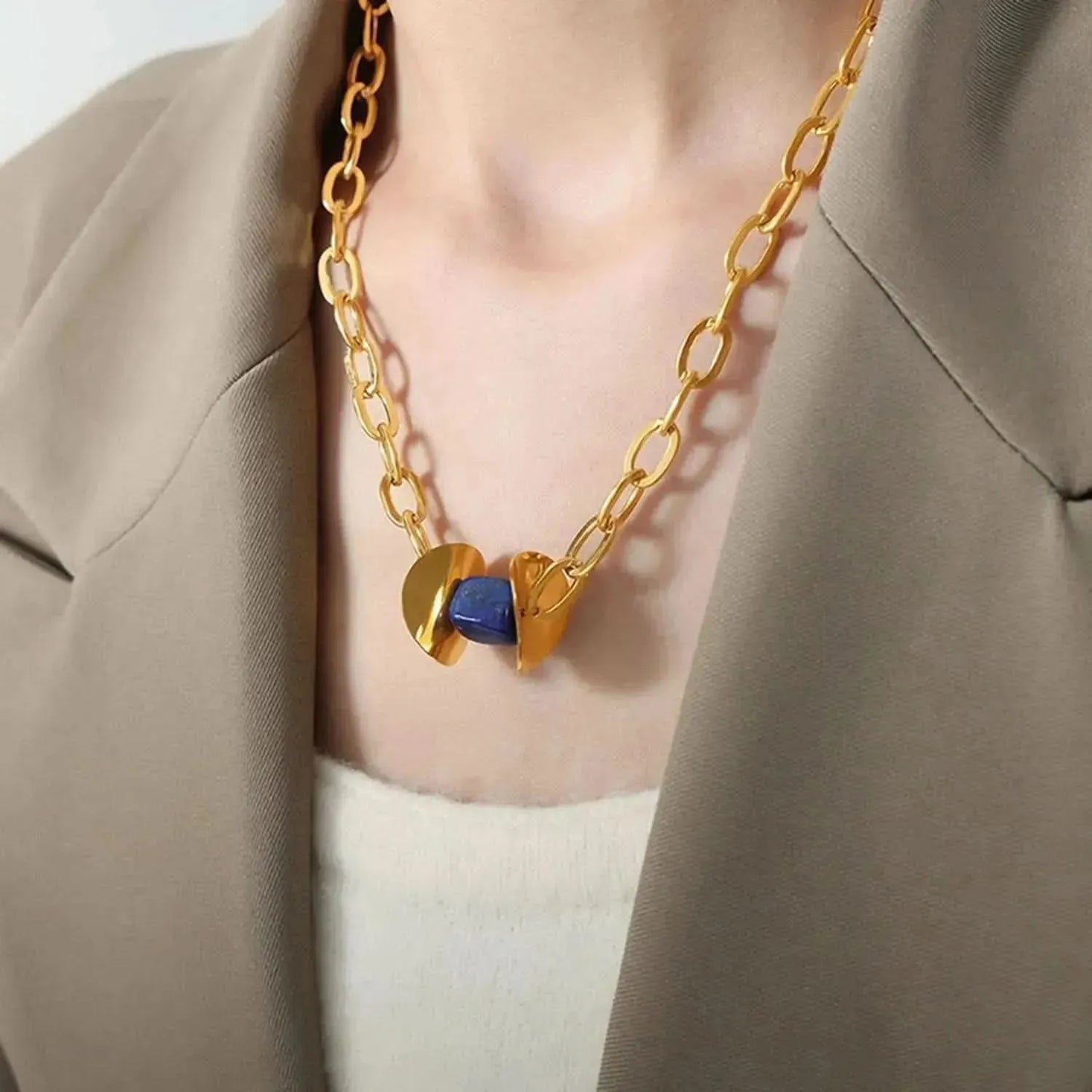 Natural Stone Pendant Titanium Steel Necklace - Bad Moms Club