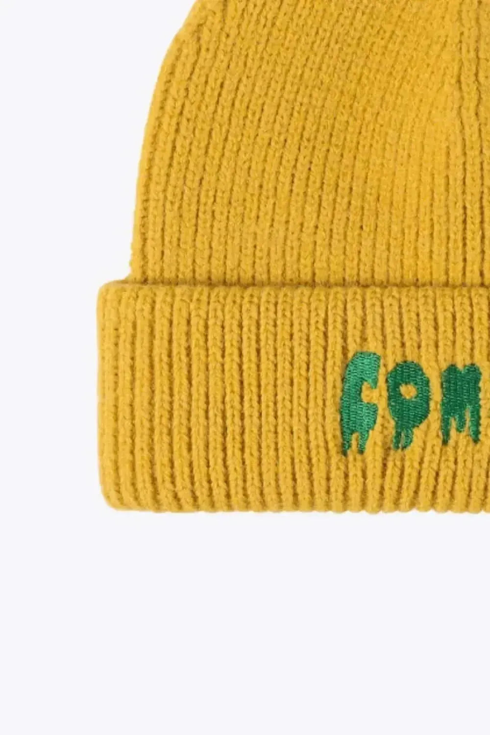 COME ON Embroidered Cuff Knit Beanie - Bad Moms Club