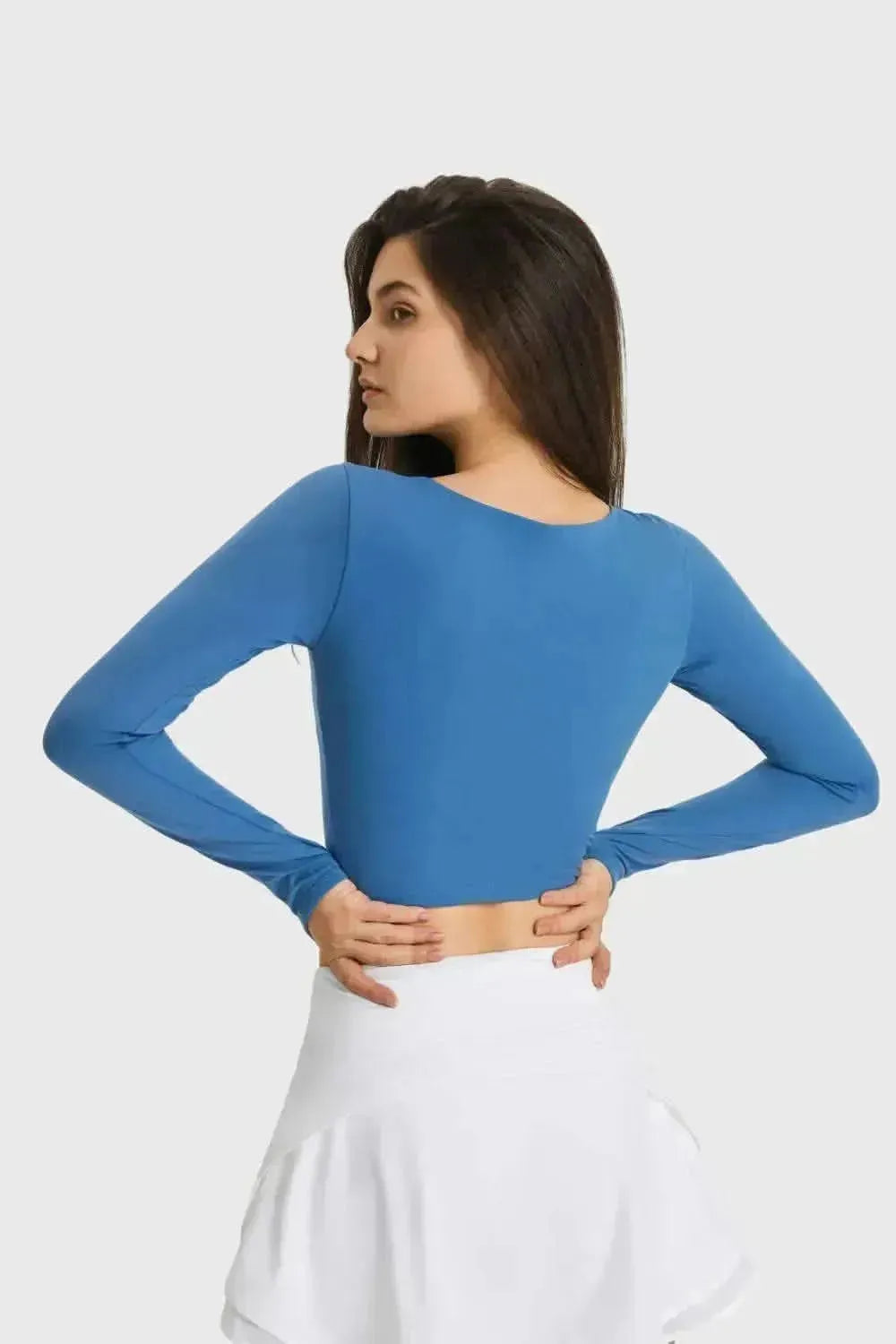 Cutout Long Sleeve Cropped Sports Top - Bad Moms Club