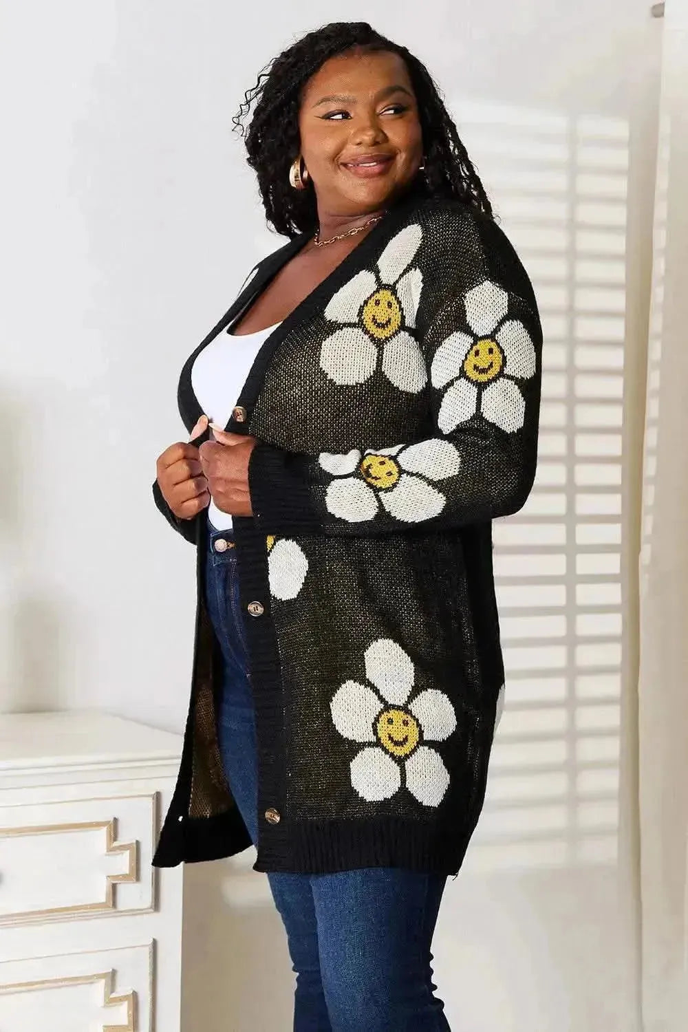 Floral Button Down Longline Cardigan - Bad Moms Club