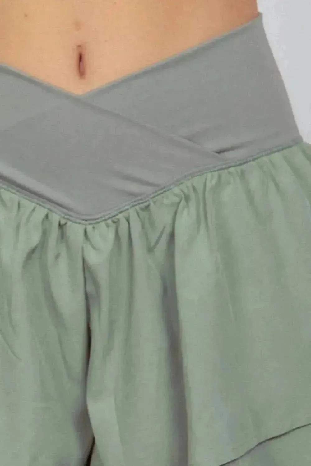 VERY J V-Shaped High Waist Layered Active Shorts - Bad Moms Club