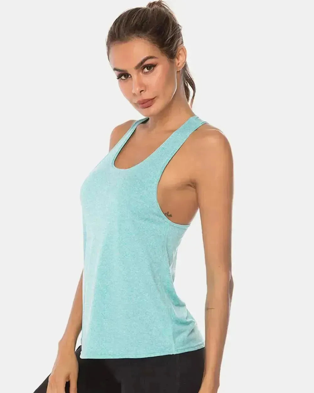 Full Size Scoop Neck Wide Strap Active Tank - Bad Moms Club