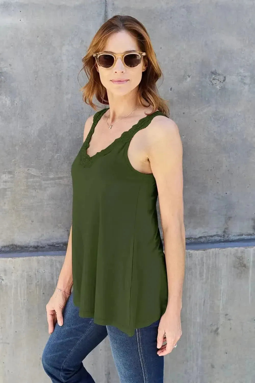 Basic Bae Full Size Lace Detail V-Neck Cutout Cami - Bad Moms Club