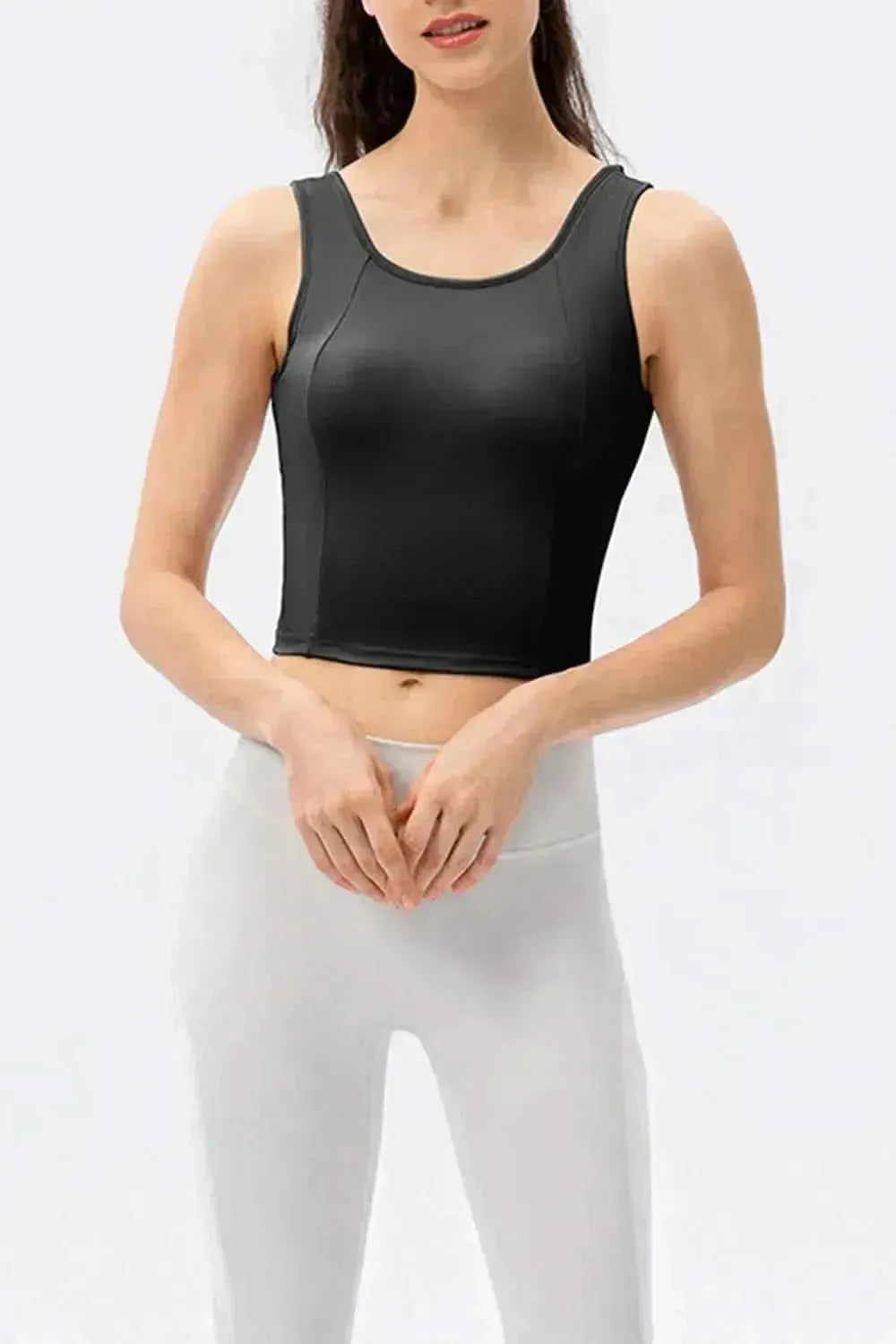 Round Neck Wide Strap Active Tank - Bad Moms Club