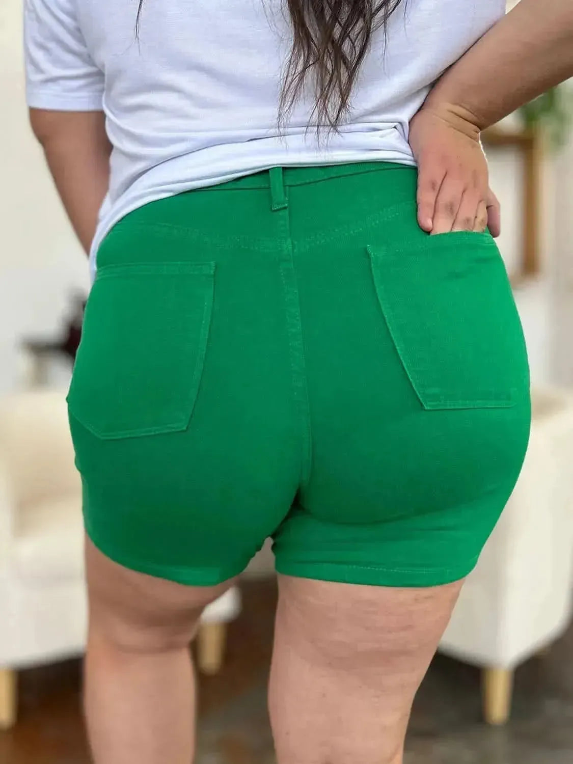 Judy Blue Full Size Tummy Control Garment Dyed Denim Shorts - Bad Moms Club