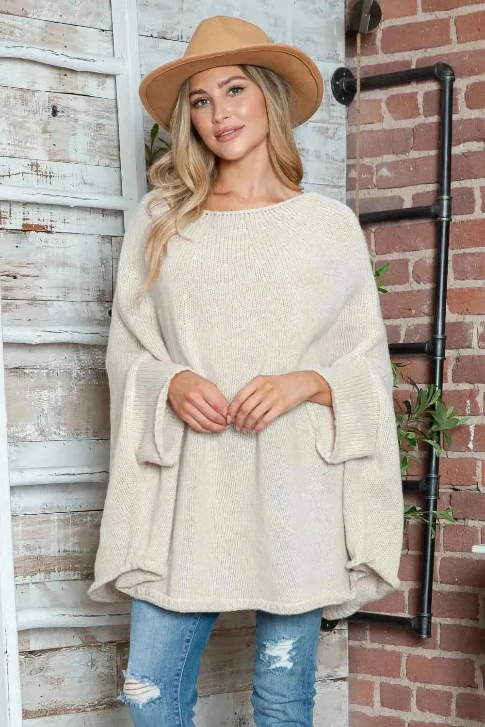 Round Neck Batwing Sleeve Sweater - Bad Moms Club