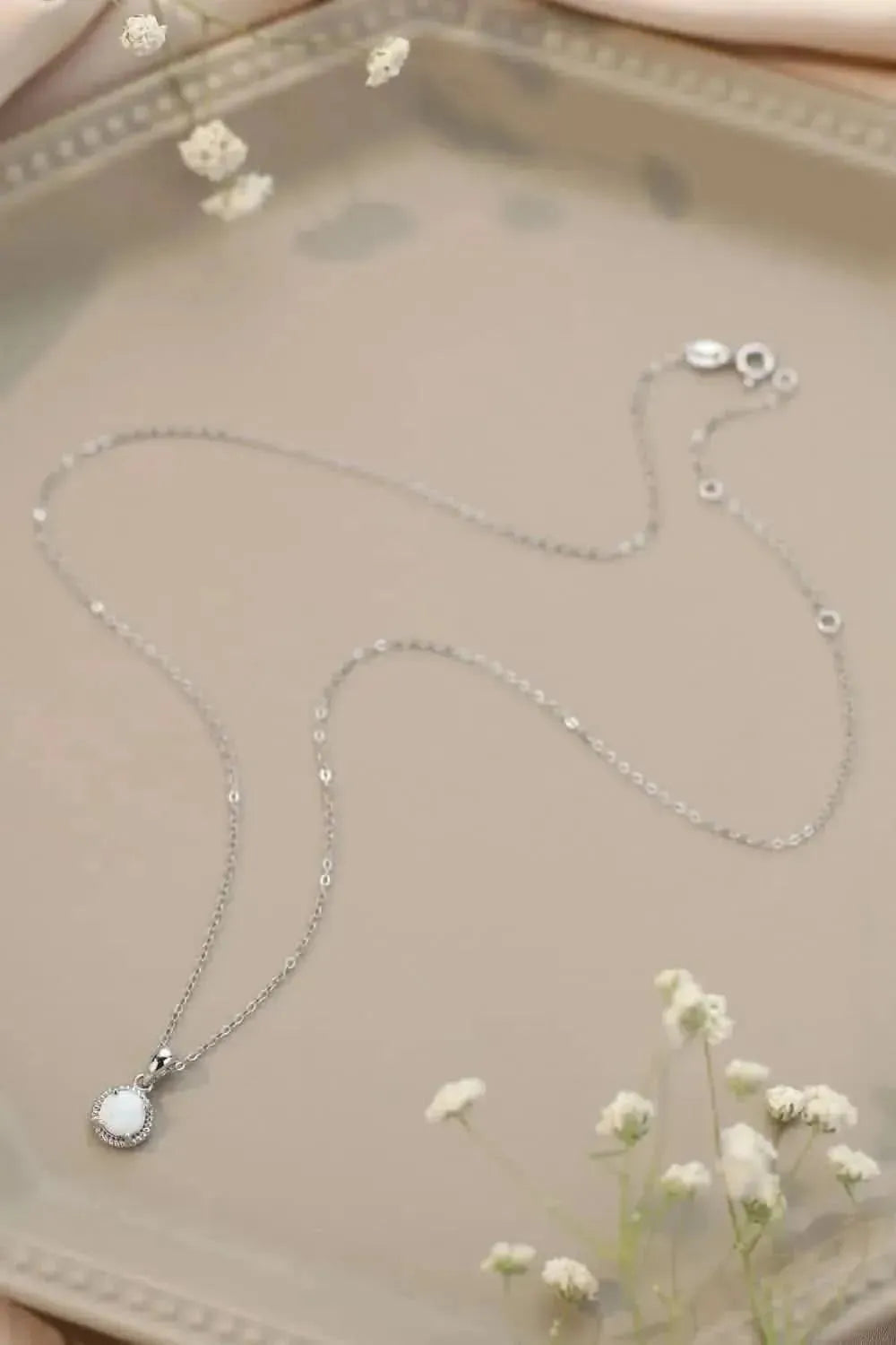 Opal Round Pendant Chain Necklace - Bad Moms Club