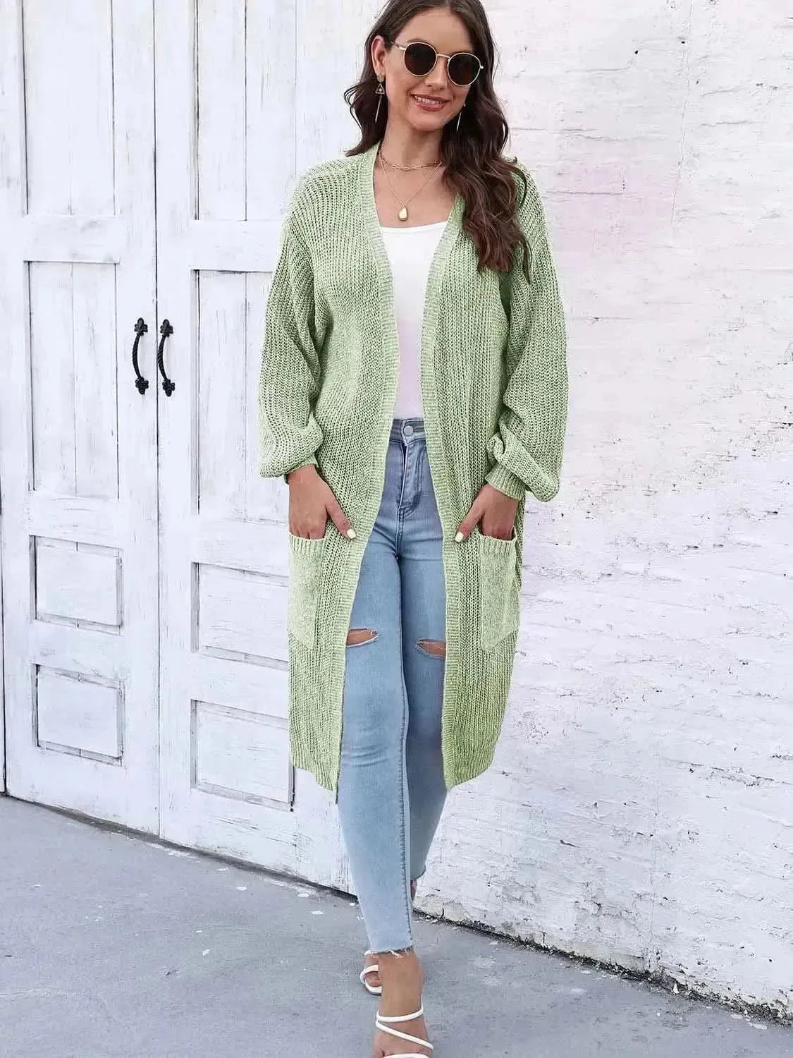 Open Front Longline Cardigan with Pockets - Bad Moms Club