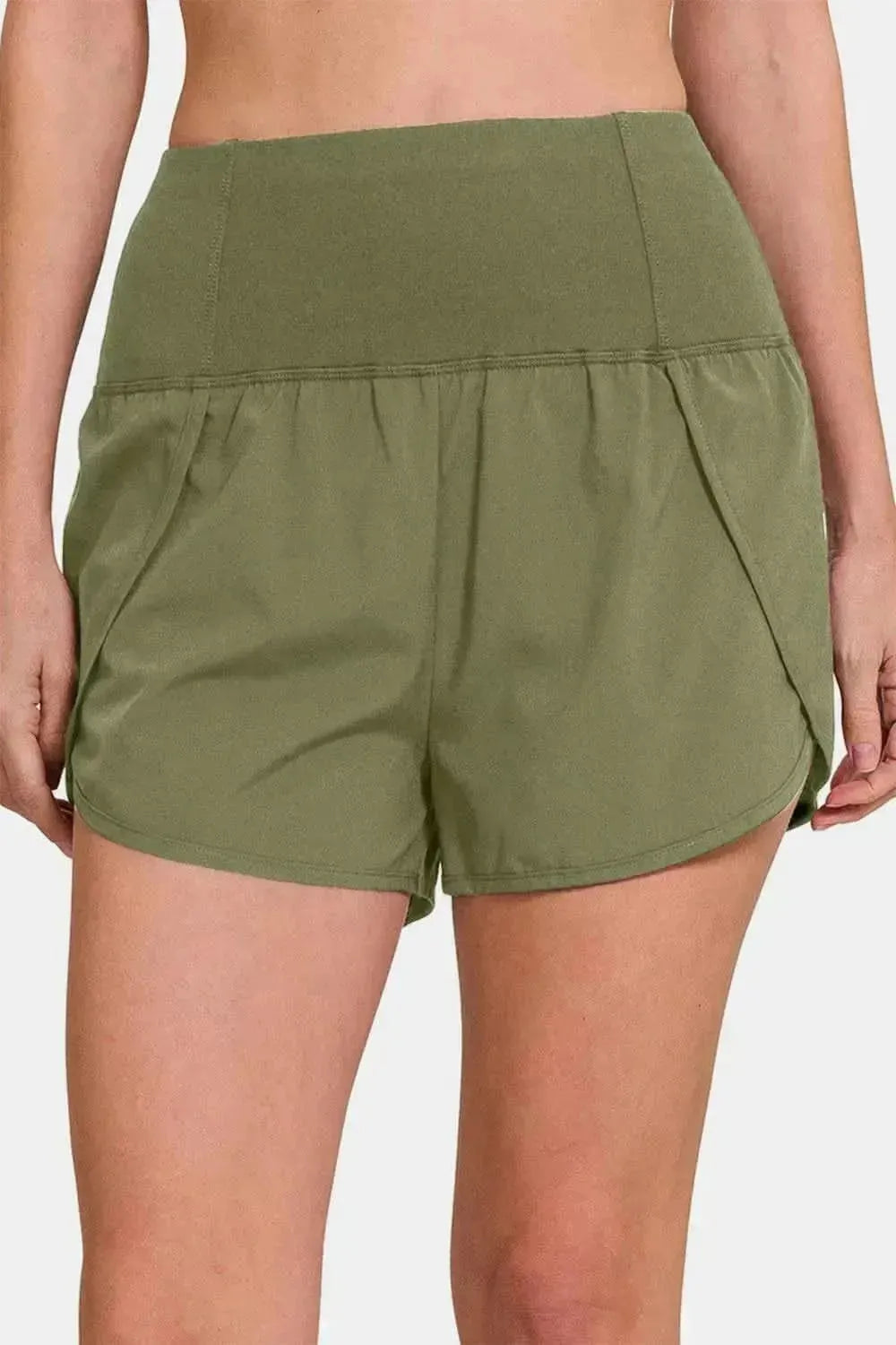 Zenana High-Waisted Zippered Back Pocket Active Shorts - Bad Moms Club