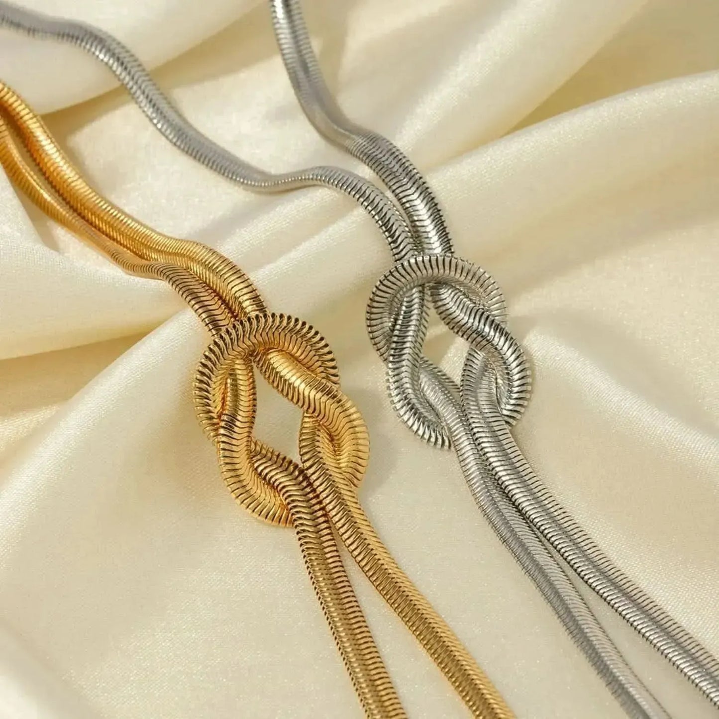 Double Layered Knot Herringbone Choker Necklace - Bad Moms Club