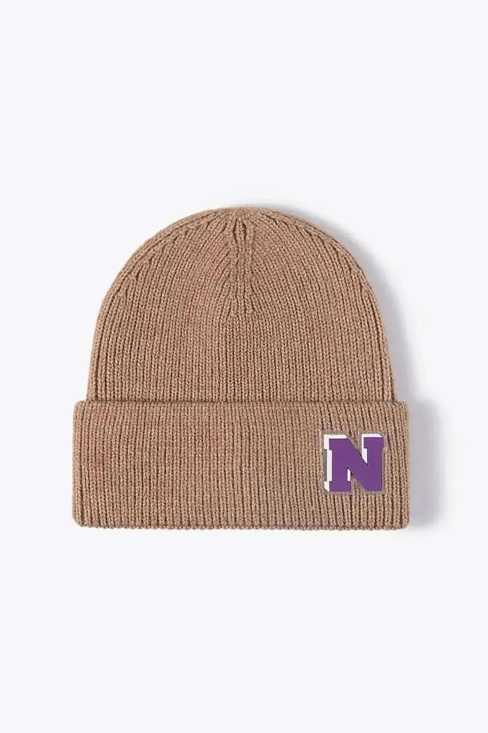 Letter N Patch Cuffed Knit Beanie - Bad Moms Club