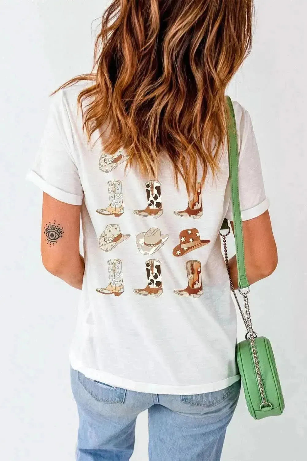Round Neck Short Sleeve Cowboy Theme T-Shirt - Bad Moms Club