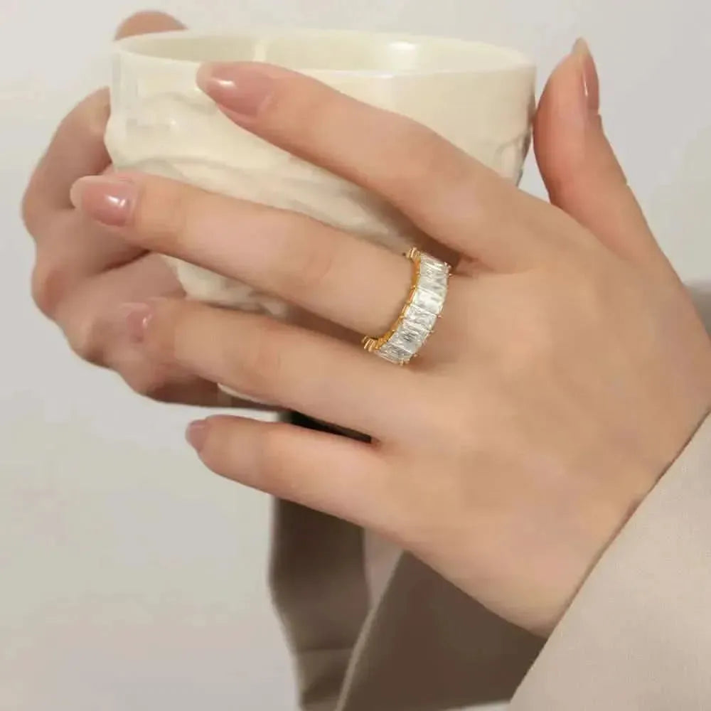 Titanium Steel Inlaid Zircon Ring - Bad Moms Club